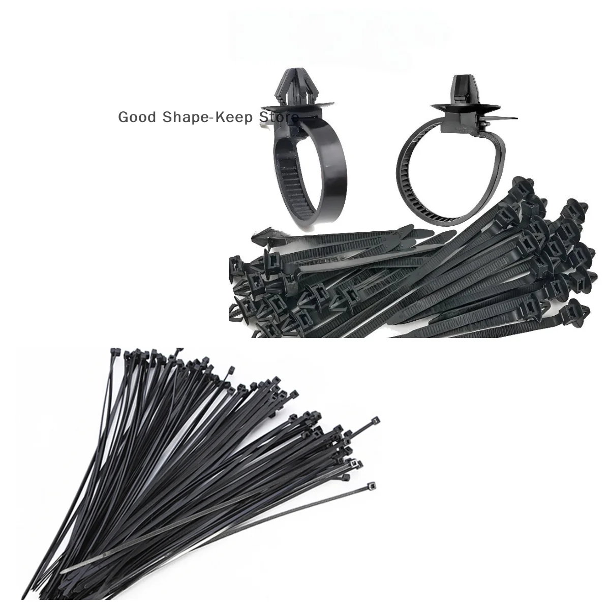 10/20/100PCS Car Nylon Black Cable Ties Push Mount Wire Harness Fastener Cable Clamp Clips Ties Management Car Wire Organizers