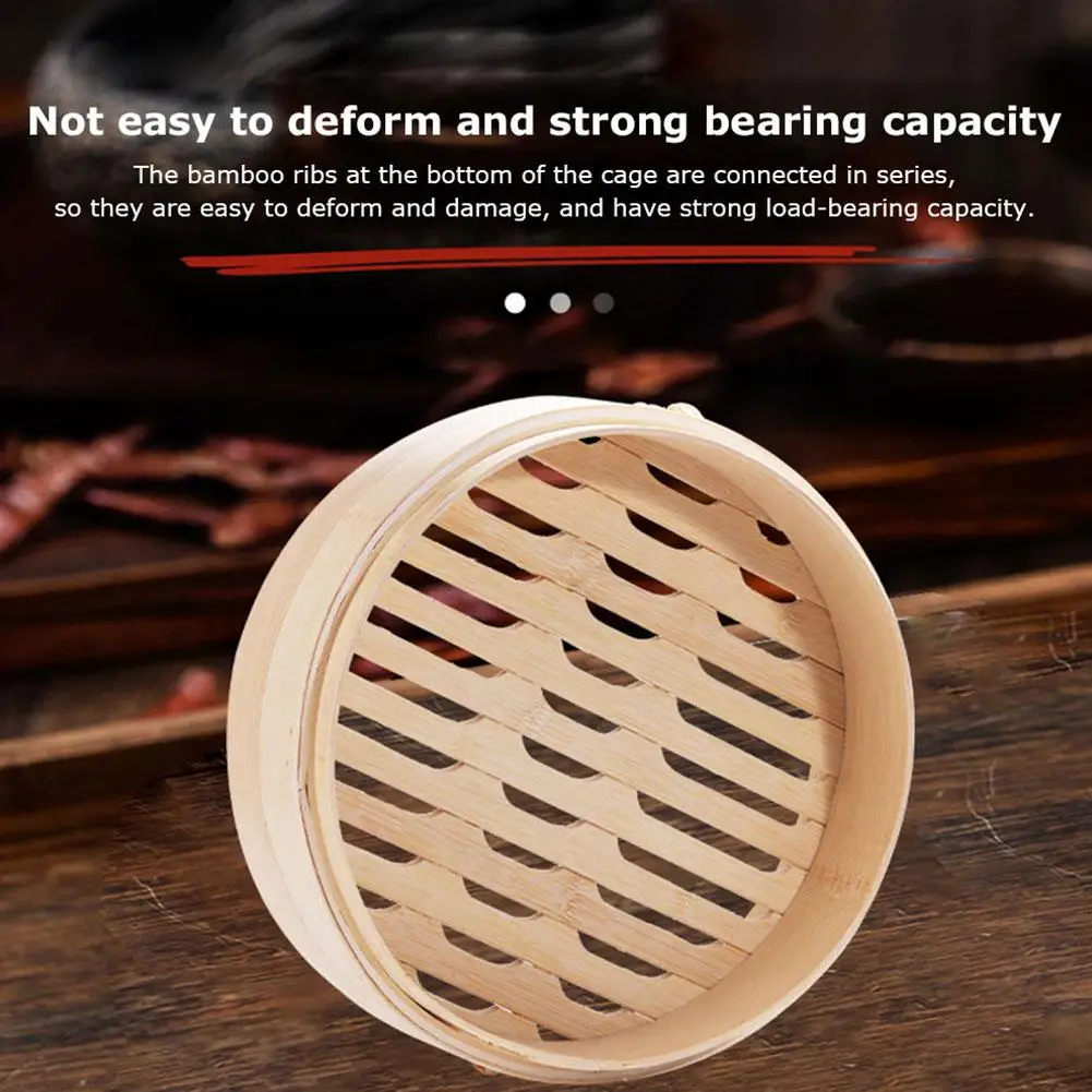 Vaporizador de bambú de 18cm, cesta de vapor para bolas de masa, pescado, arroz, bollos al vapor, vaporizador calentado, herramientas de cocina chinas Dim Sum