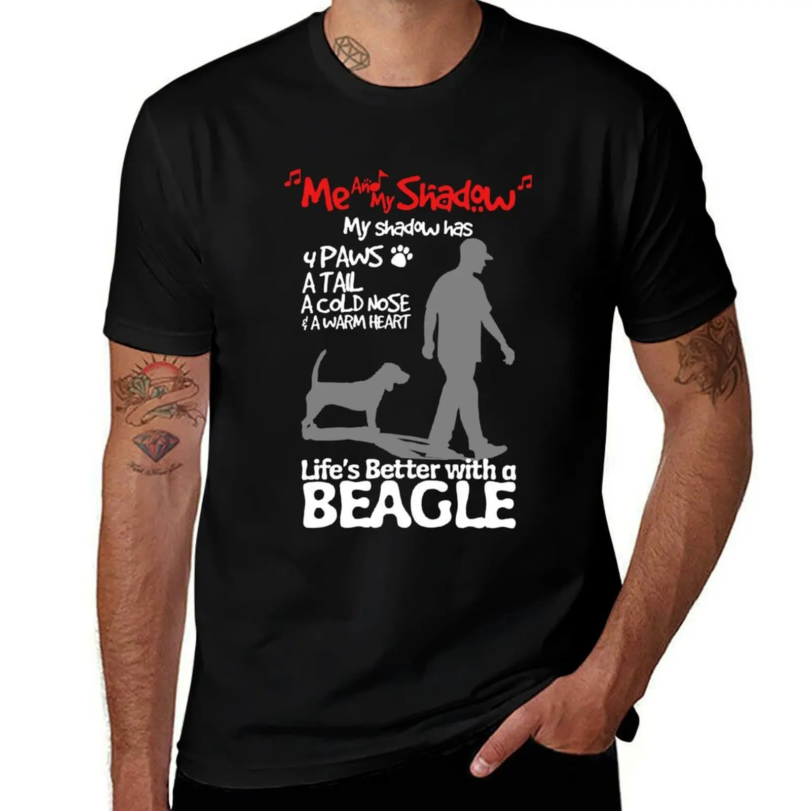 Me And My Shadow Beagle T-Shirt Large Size Soft Cotton T-Shirt