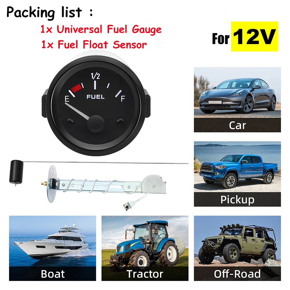 Universal Auto Car Fuel Gauge 240~33ohm with Fuel Level Float Oil Sending Tank Indicator for Boat Off-road Gasoline Meter 12V