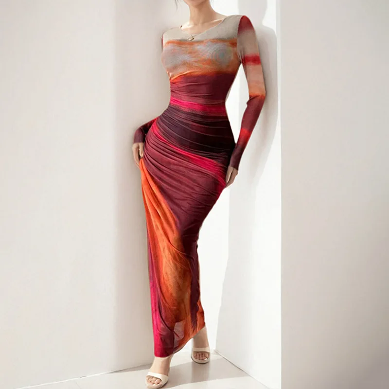 

Summer 2025 European and American Color-matching, Slimming, Off-the-shoulder, Sleeveless, Slit Dress