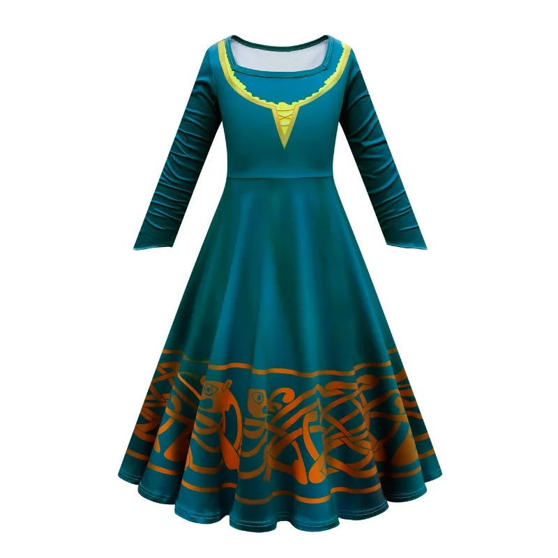 Disfraz de la película Brave Merida para niñas, vestido de princesa para Halloween, peluca para niños, Carnaval, fantasía, fiesta de Navidad,