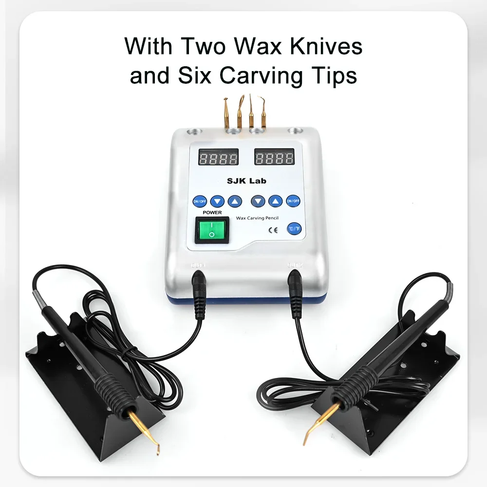 Dental Lab Electric Wax Carving Machine Copper Waxer Knife 6Pcs Wax Tips Double Pen For Molding Wax Patterns Dentistry Equipment