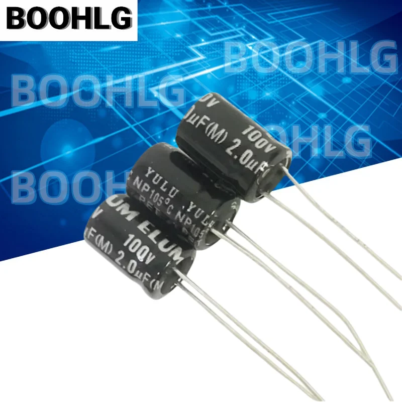 10PCS brand new original speaker audio frequency division non-polar electrolytic capacitor 100v 2uf 8X11mm