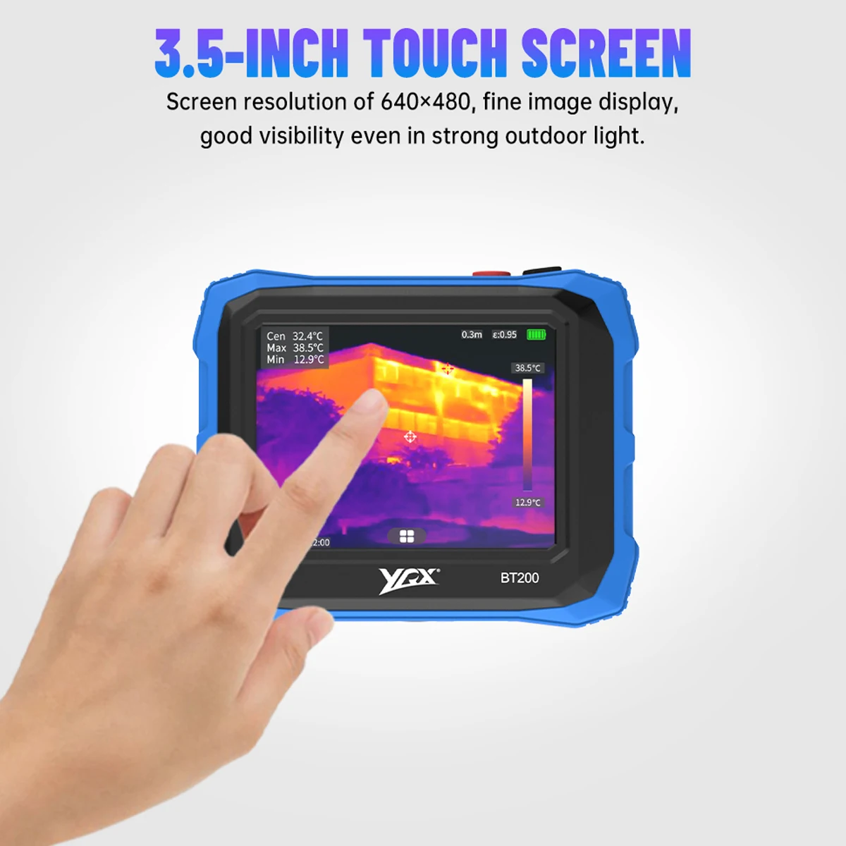 BT900 Portable Thermal Imaging Camera 3.5-inch Touch LCD Screen 192x192 Infrared Thermal Imager High Low Temp Track 8G SD Memory