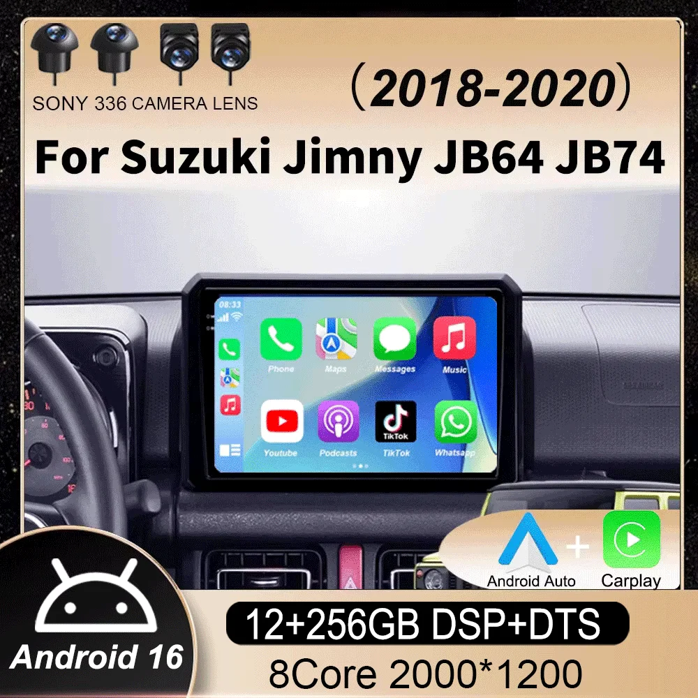 9 Inch Android 16 For Suzuki Jimny JB64 JB74 2018 - 2020 Multimedia Video Player Car Radio Stereo GPS Navigation Carplay
