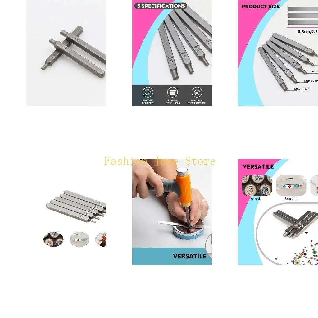 N5KA Jewelry Enthusiasts Stamping Set With Essential Punches Decorative Rhinestonesnd for Necklace and Bracelet Designs