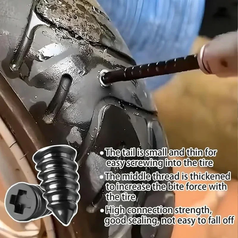 Tire Repair Nails Kit For Car/Motorcycle Fast Self-Service Tire Repair Tools Screw In Tire Repair Plugs With Box And Screwdriver
