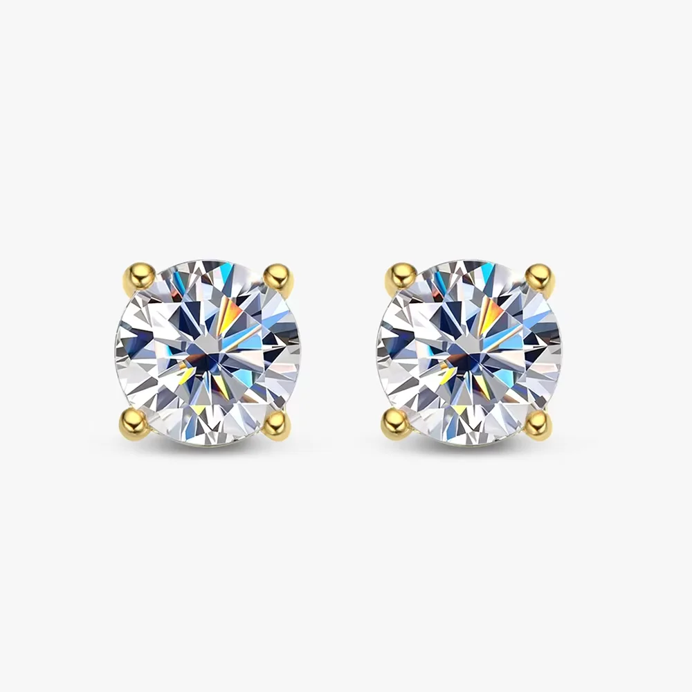 OEVAS 100% 925 Sterling Silver Real 8mm D Color Moissanite New Round Style Stud Earrings For Women Top Quality Wedding Jewelry