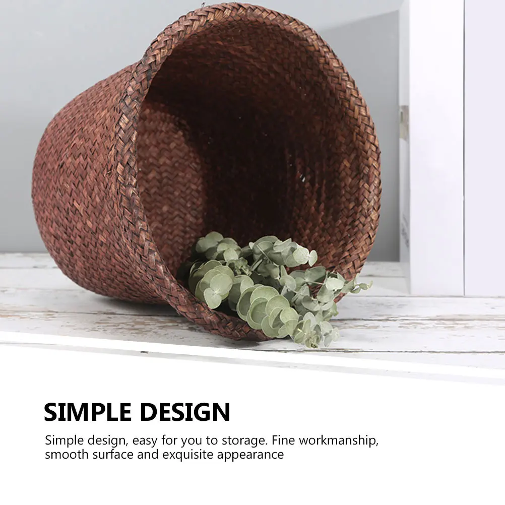 

Seagrass Woven Basket Multi-Functional Desktop Storage Organizer Compact Sundry Basket Decorative Storage Bin Desktop Toy Case