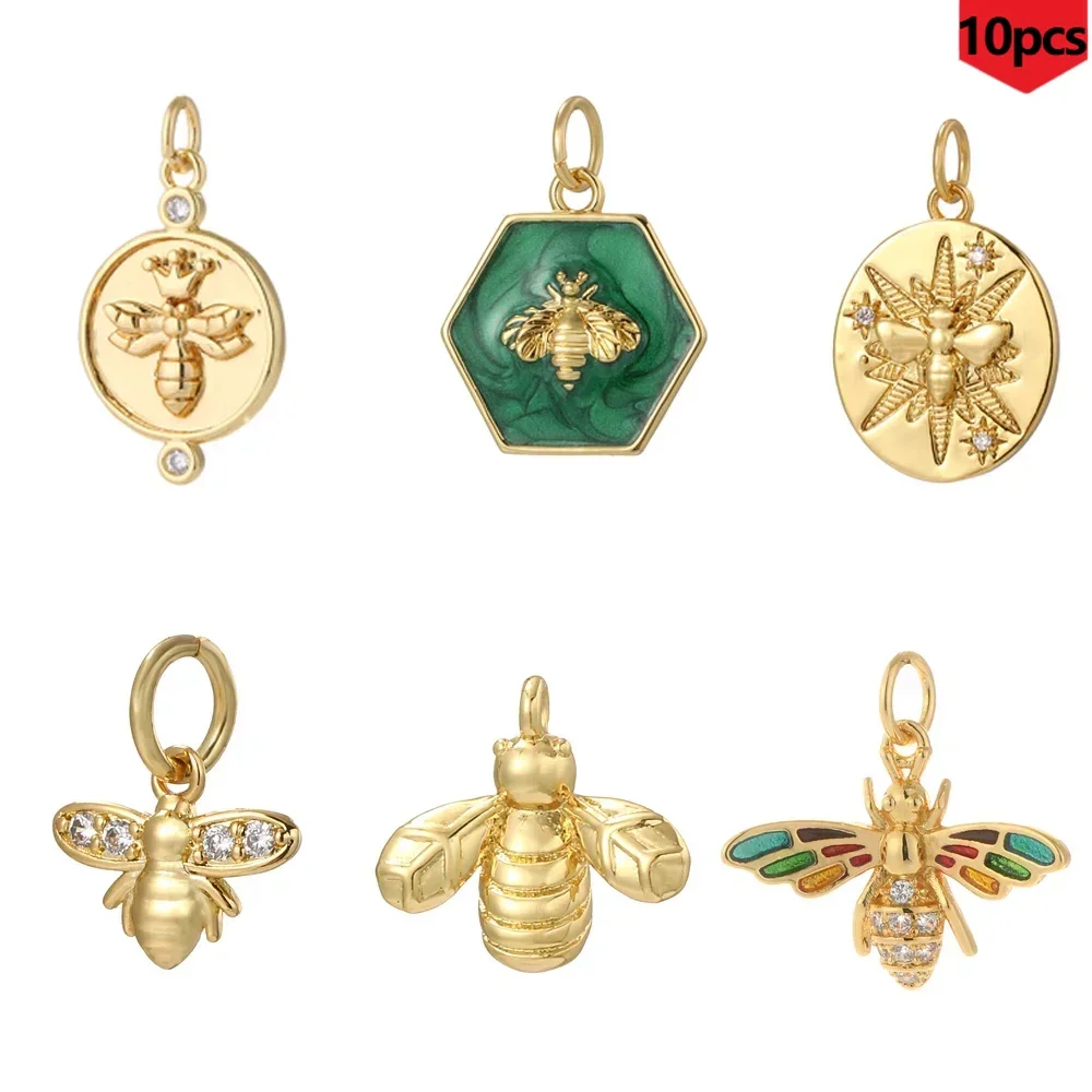 

10PCS Cute Bee Pendant,Holiday gifts,Fashionable Jewelry Bulk Items Wholesale Resin Charms Pendants Enamel