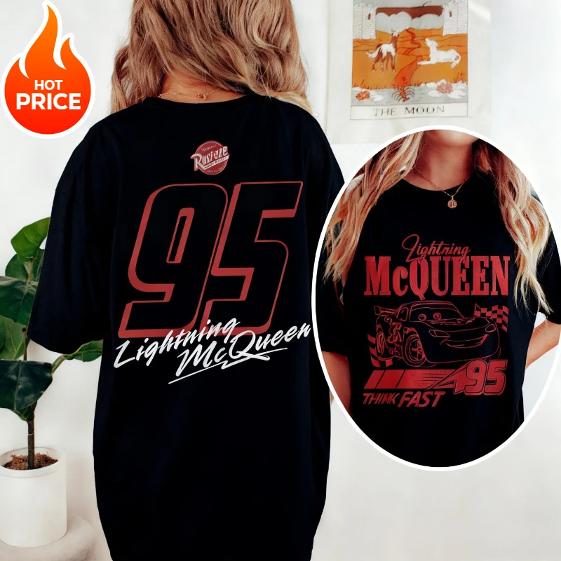 ديزني البرق ماكوين صبي فتاة 2026 تيشيرت صيفي الأسرة الوالدين ملابس أطفال المتضخم عادية فضفاض الرجال النساء قصيرة الأكمام