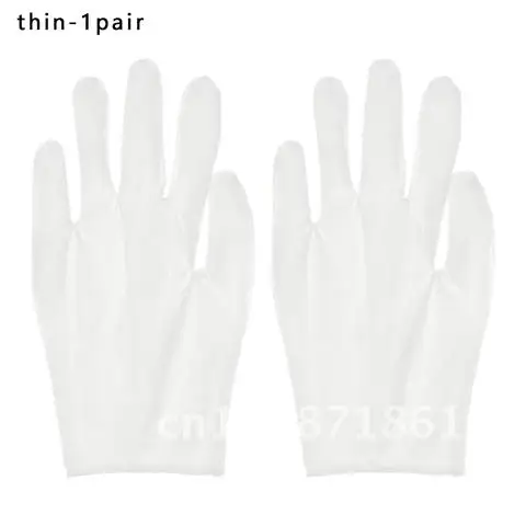 1Pair Cotton White Gloves Labor Protection Gloves for Jewelry Appreciation thin medium Cleaning Gardening Etiquette Supplies