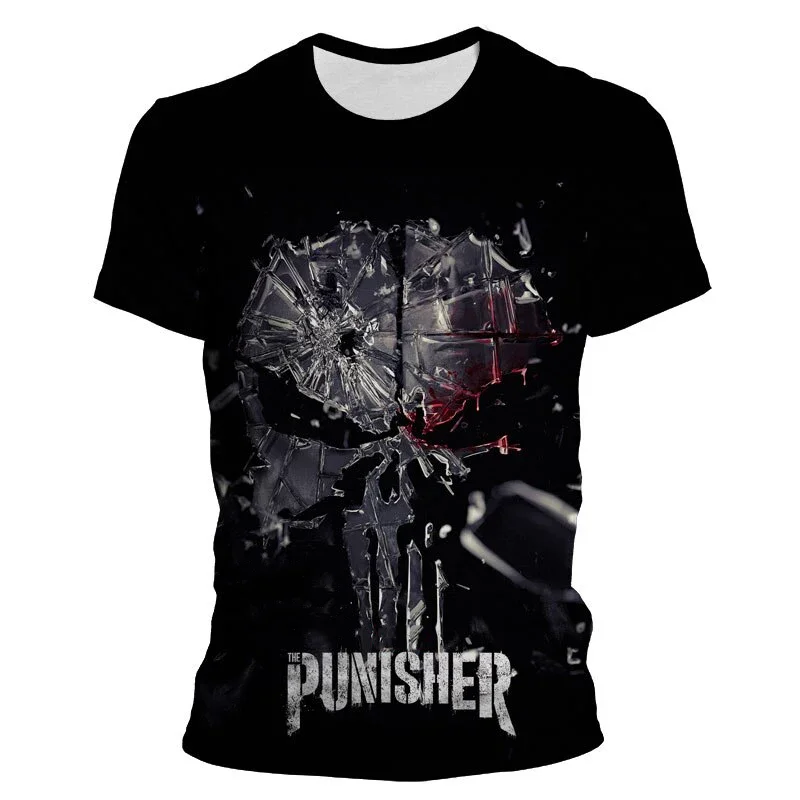 New Disney Punisher T-Shirts Skull 3D Print Streetwear Men Women Fashion Oversized Short Sleeve T Shirt Kids Tees Tops Clothing