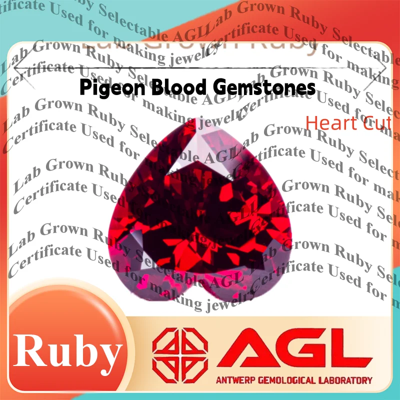 

M-Lab Grown Ruby Gemstones Pigeon Blood Red Heart Cut Charm Beads Daily Wear for DIY Jewelry Selectable Certificat.