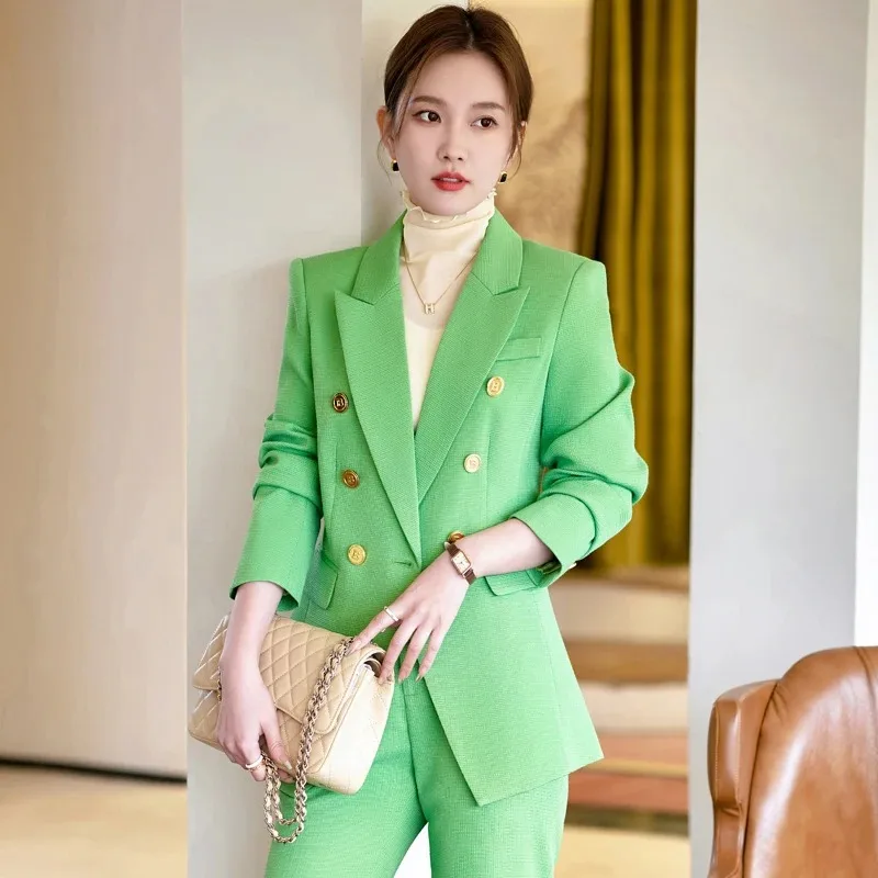 

Insozkdg Spring Autumn Retro Short Blazer Leg Pants Set Commuter Solid Double Breasted Waist Wrapped Suit Pants Two Piece Sets