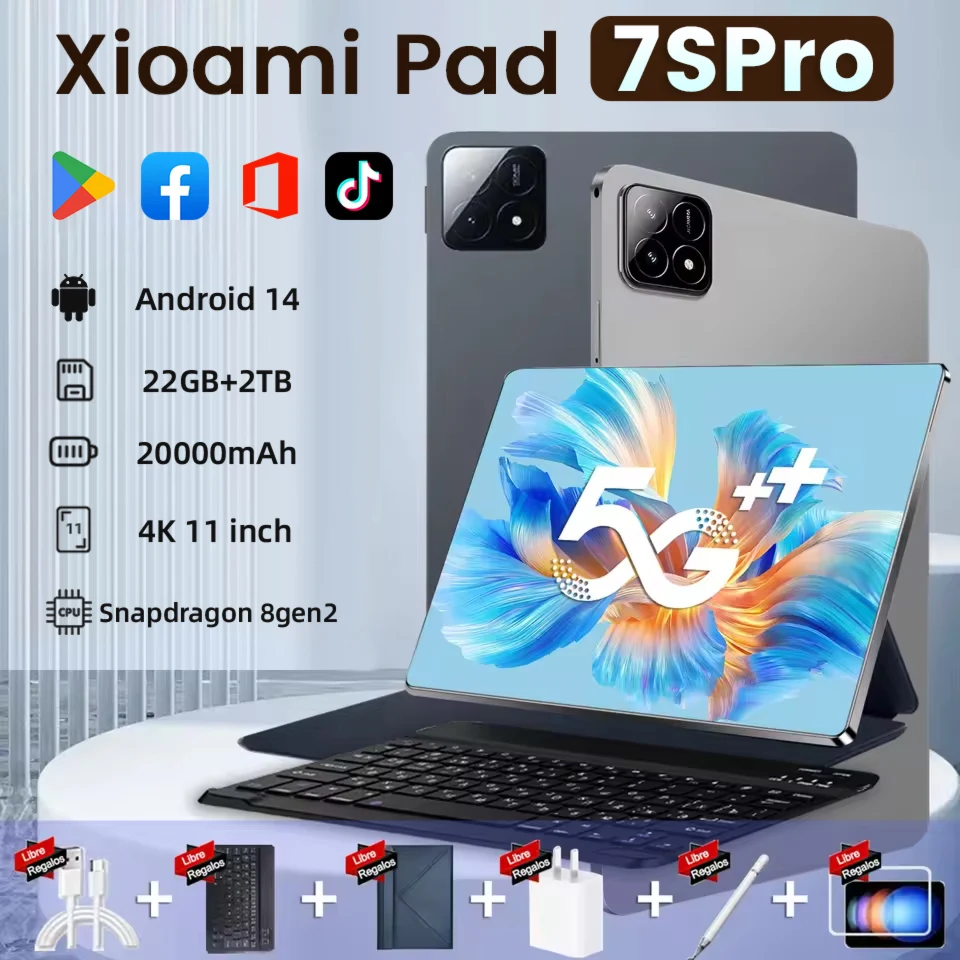 2025 Pad 7S Pro Global Mi 11 inch tablet Android 14 22GB 2TB Snapdragon 8 Gen2 4K HD 5G WIFI Bluetooth WPS 20000mAh tablets Tab