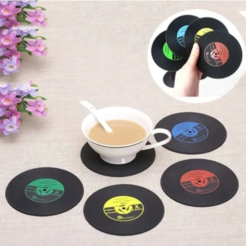 1pcs/set Home Table Cup Mat Creative Decor Coffee Drink Placemat Spinning Retro Vinyl CD Record Drinks Coasters