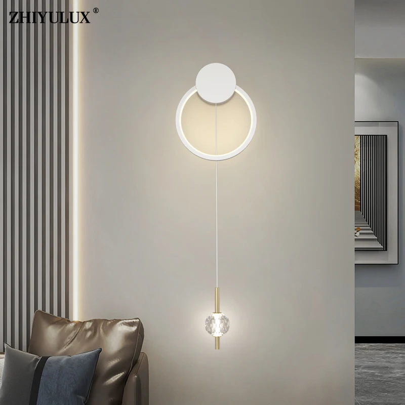 Creative Simple Gold Black White New Modern LED Wall Lights Living Study Room Bedroom Bedside Aisle Hallway Lamp Indoor Lighting