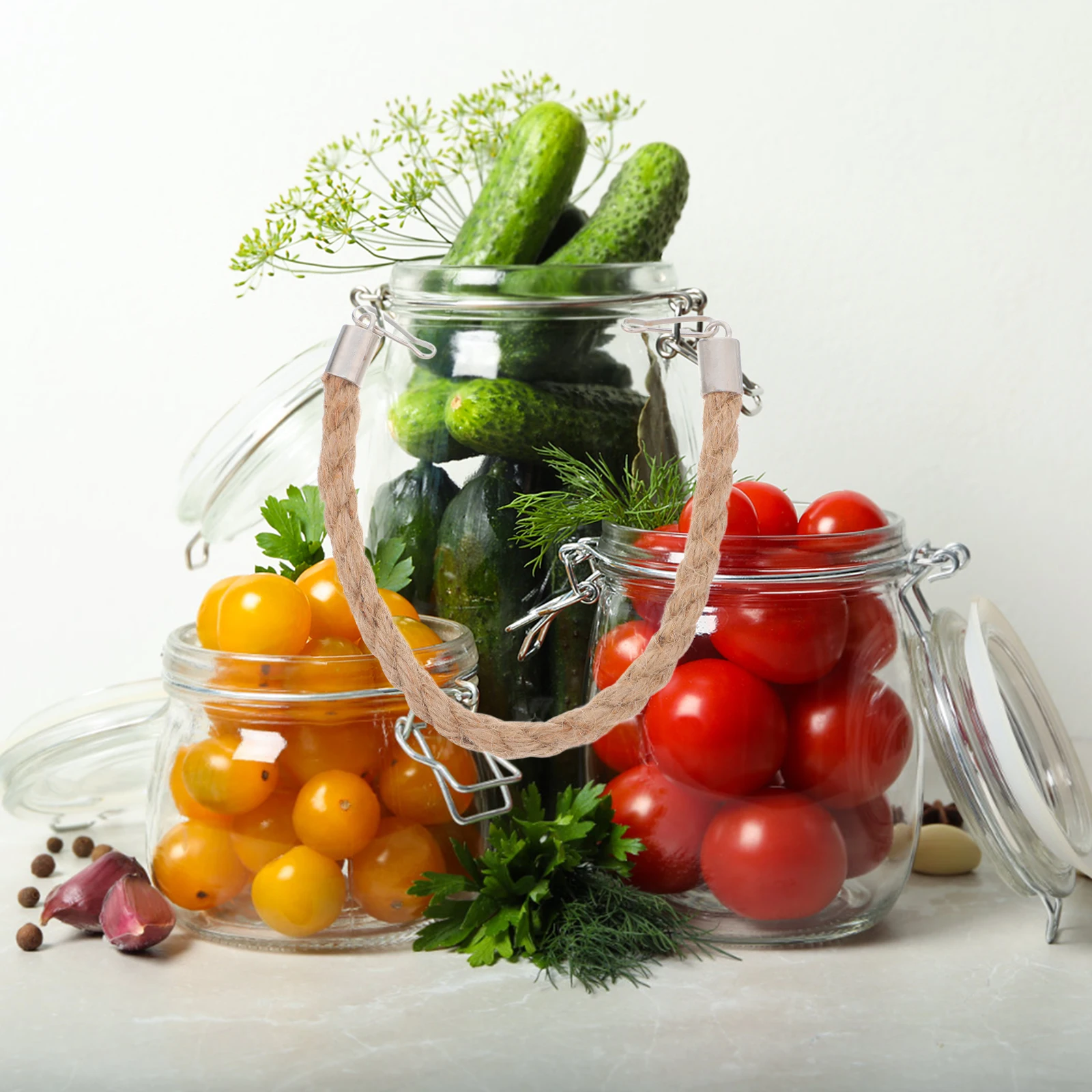 

6 Pcs Mason Jar Handle Lifter Hangers Freestanding Wire Canning Hook up Hanging Jars Chrome Tea Light Holder