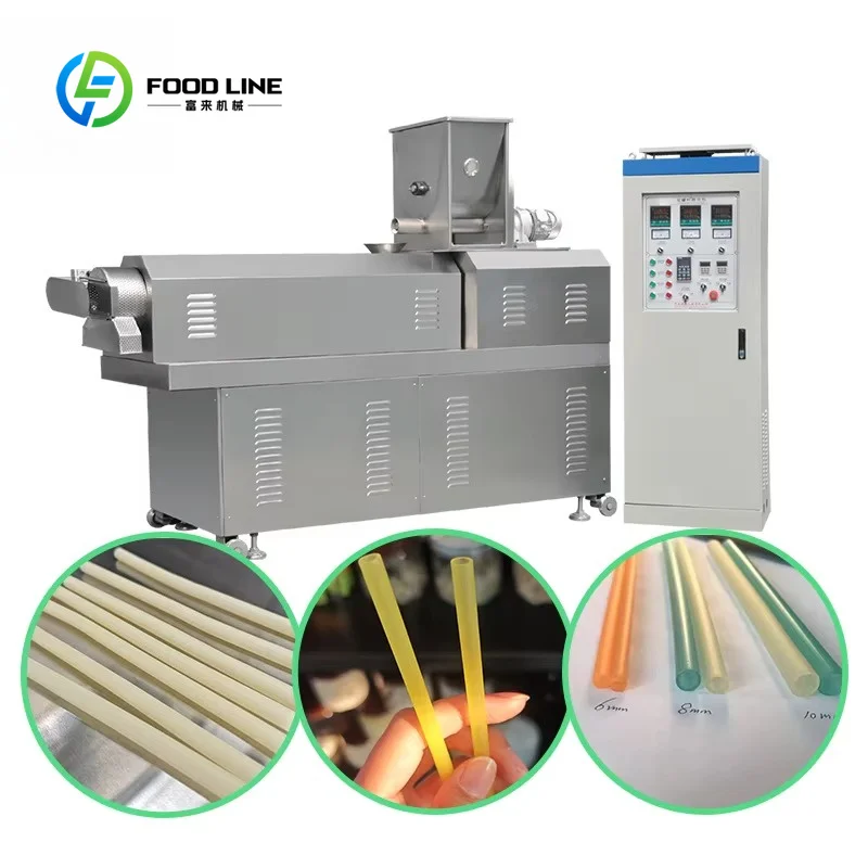 Custom Biodegradable Straw Machinery, Industrial Twin Screw Extruder for Rice Pasta Straw Manufacturing