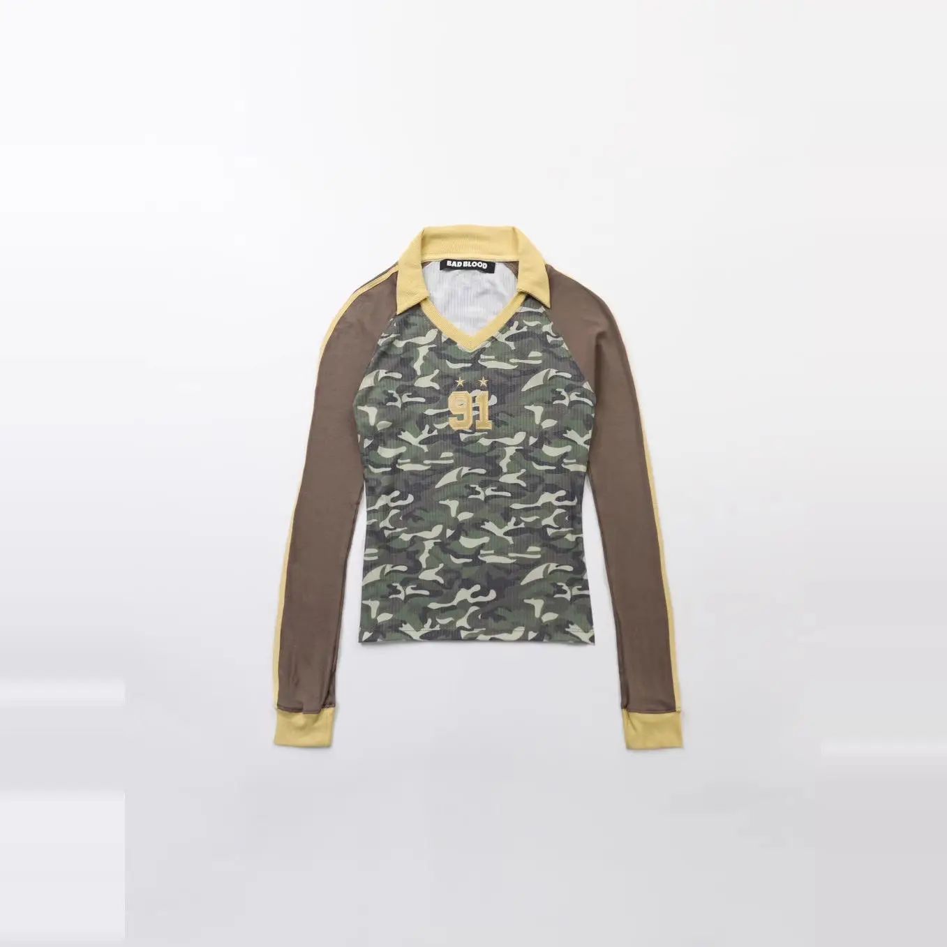 Camouflage Long Sve T-irt Women Early Autumn American Spicy Girl Waist Slimming Slim Fit Top Trendy Polyester Spandex