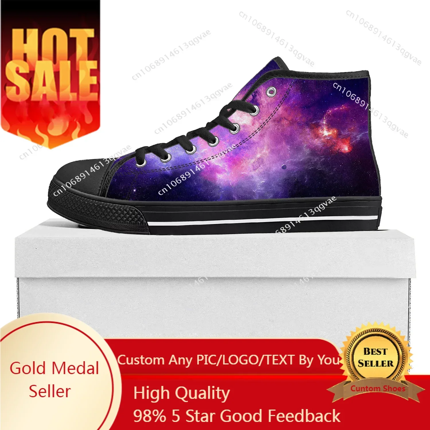 

Galaxy Celestial High Top Sneakers Mens Womens Canvas Sneaker Casual Couple Shoes Custom Made Shoe Black
