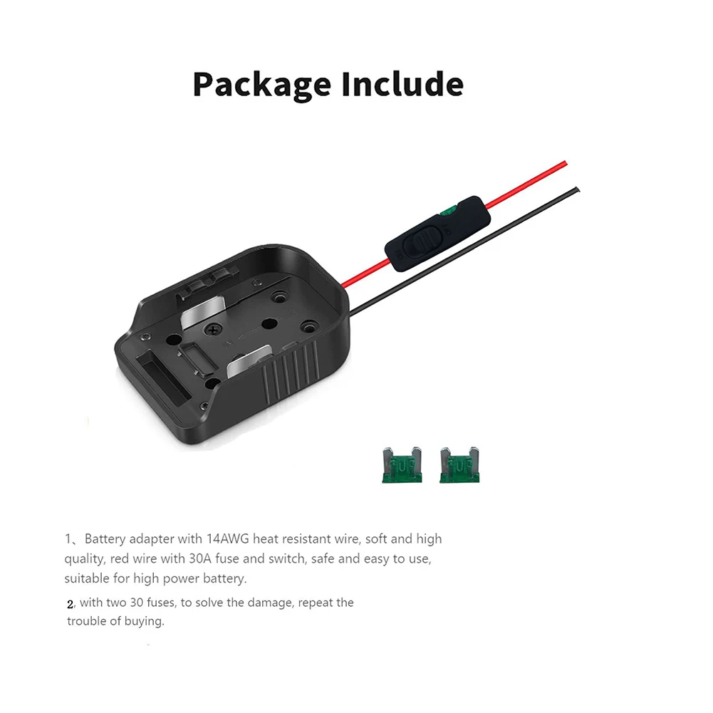 

Разъем питания, адаптер для аккумулятора с предохранителем и переключателем, аксессуары 30 А BL1430B BL1815 BL1815B для литий-ионного аккумулятора Bosch 18 В