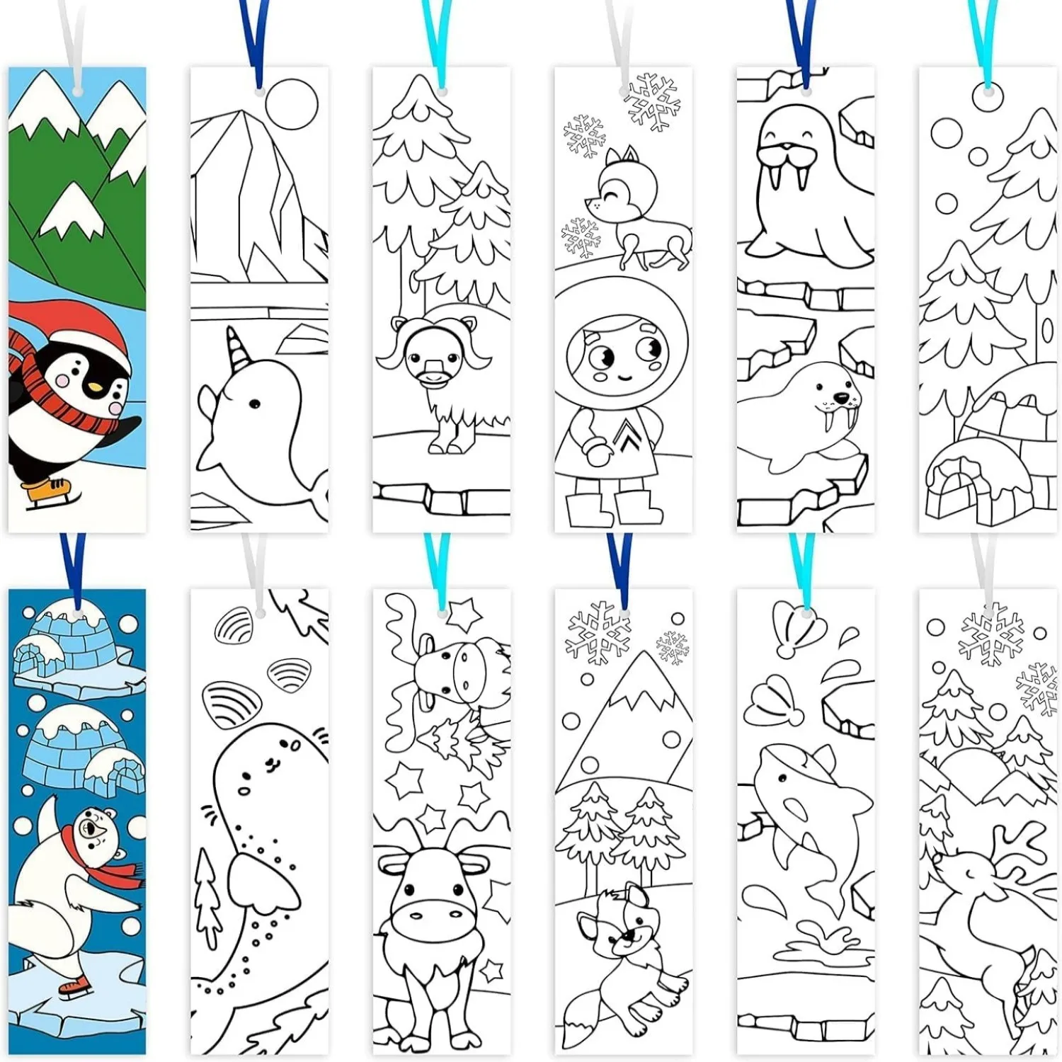 Coloring Bookmarks Diy Filling The Polar Animal Them Pattern Bookmarks For Winter Party School Classes Interactive Games