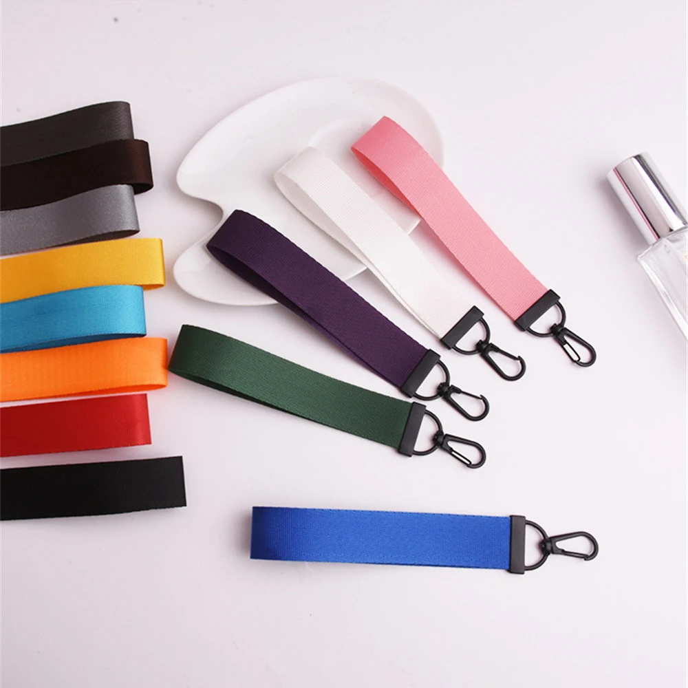 Lintbandjes Polsbandje Sleutelhanger Effen Webbing Auto Sleutelhangers Hand Pols Sleutelhanger Lanyard Voor Dames Meisjes Sleuteltas Mobiele Telefoon