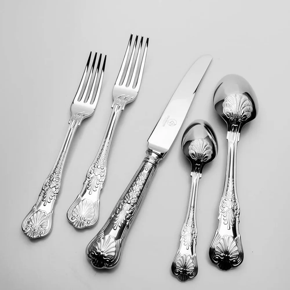 

18 10 Stainless Steel Silverware Set Knife/Fork/Spoon & Long Teaspoon/Salad Fork Mirror-Polished Dishwasher Safe Vintage Cutlery