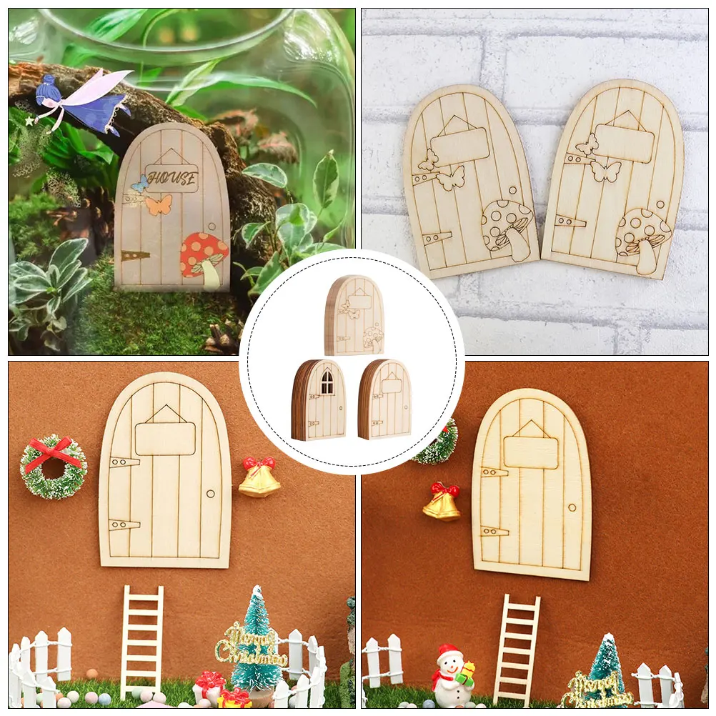 

30 Pcs Wooden Elven Gate Decorating Houses Dollhouse Decors Door Toy Miniature Kit Decoration Paintable
