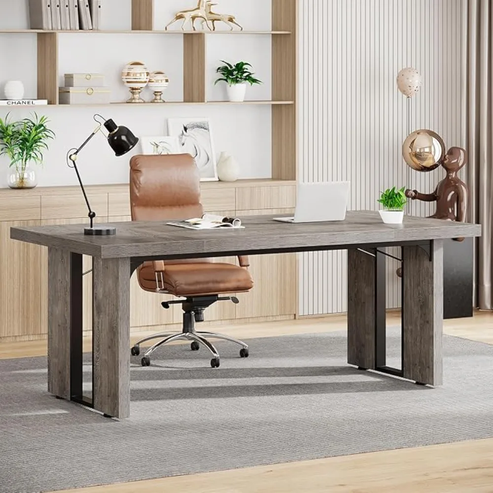 

70.9" Executive Desk, Large Office Computer Desk, Simple Laptop Desk Study Writing Table Workstation for Home Office