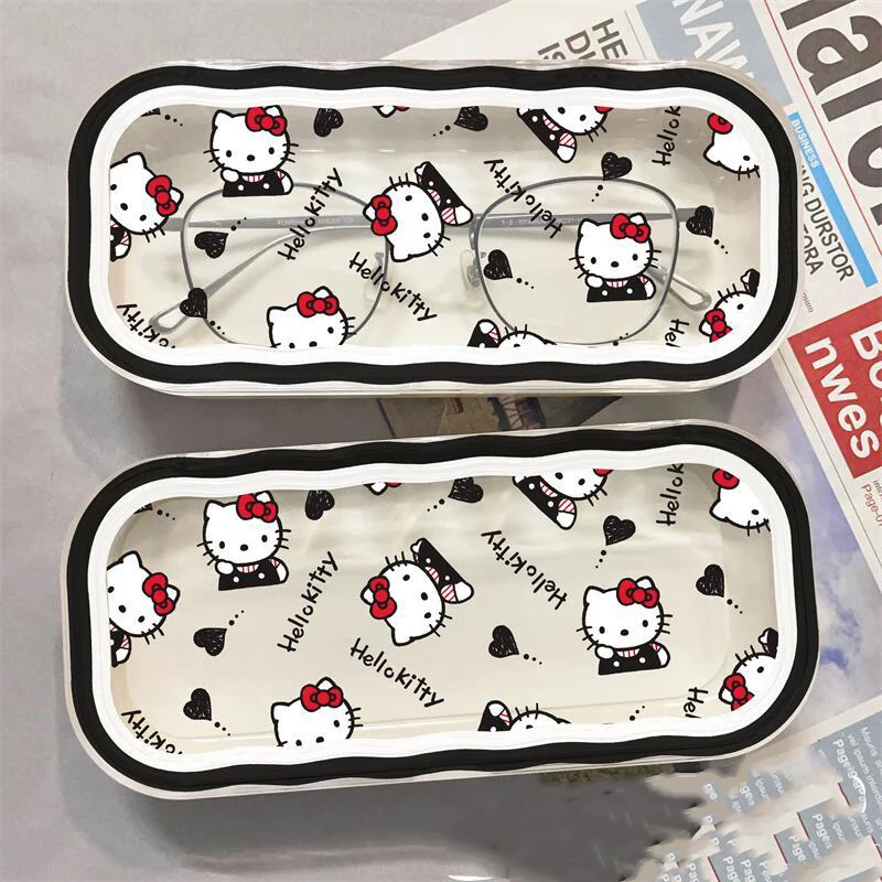 Kawaii Sanrio Spectacle Case Hello Kittys Accessories Cute Cartoon Anime Student Nearsighted Glasses Organizer Toy for Girl Gift