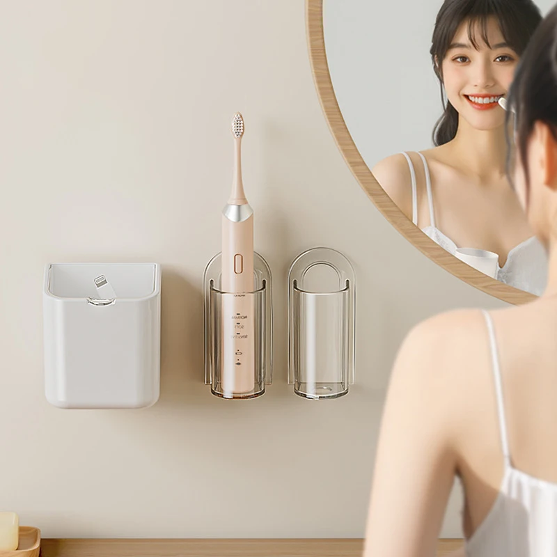 Bathroom Self Adhesive Electric Toothbrush Holder Punch-Free Wall Mount Tooth Brush Rack Organizer Holder