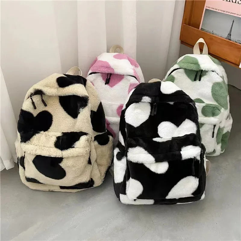 Cozy Plush Cloud Backpack Soft Touch Casual Chic Spacious Comfort Fashionable Cute Unique Girls Accessory