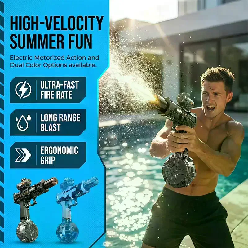 /Cna/Water Automatic Squirt Blaster With LED Lights & High Capacity For Adults Kids Electric