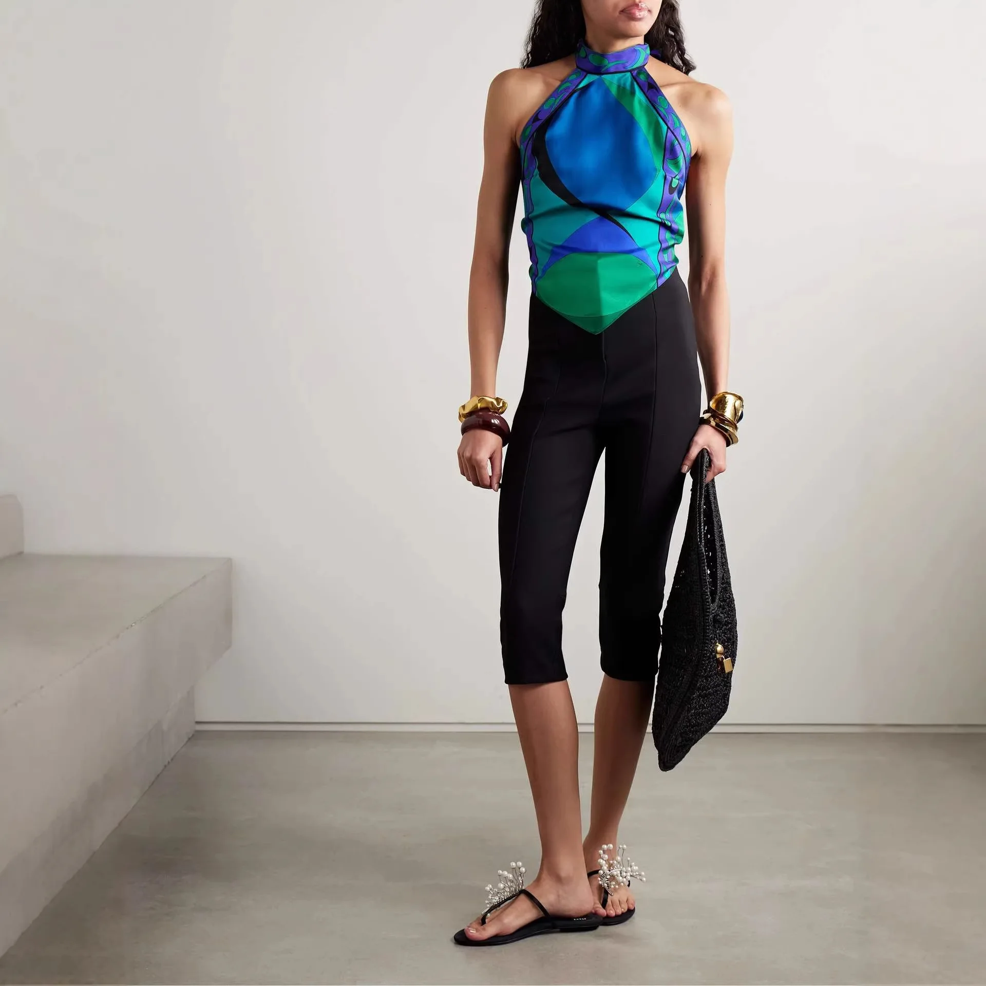 Summer Tie Back Sexy Geometric Print Tube Top Women Blouse Tee Matching Set Jumpsuit Playsuit Evening Dress