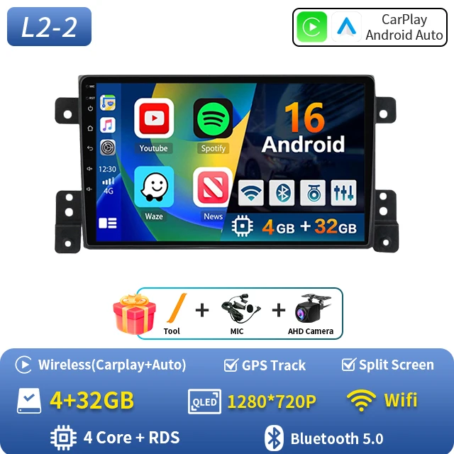 2Din autoradio Android 16 voor Suzuki Grand Vitara 3 2005-2010 2011-2015 autoradio multimediaspeler GPS Carplay Android Auto WIFI