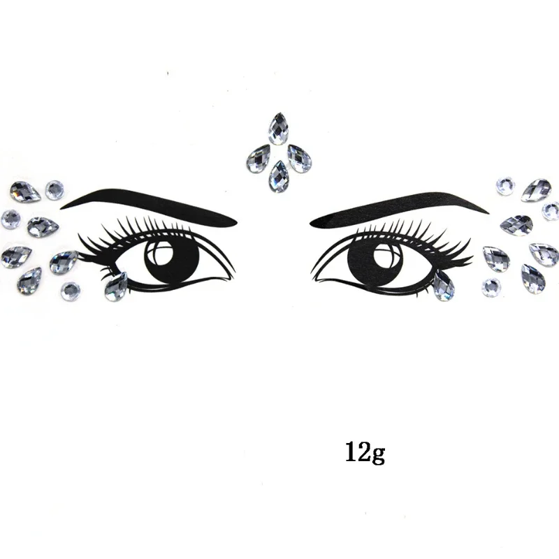 Eyes 3D Face Jewels Crystal Glitter Jewels Fake Body Temporary Tattoo Sticker Body Perform Party Vocal Concert Makeup Stickers