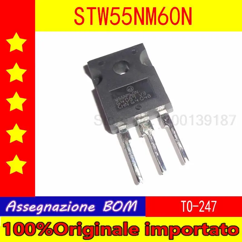 10pcs/lot   STW55NM60N  W55NM60N  TO-247N Channel MOSFET 55A 600V