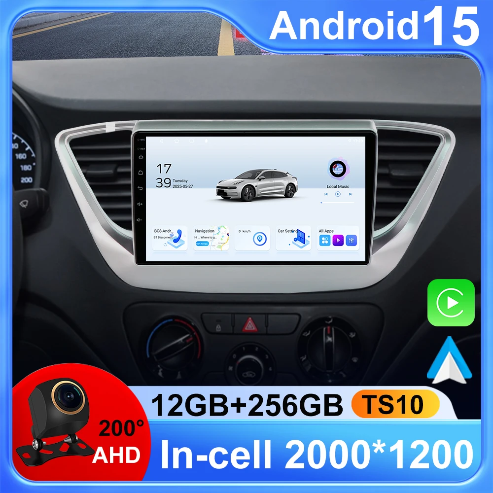 

Автомобильный радиоприемник Android 15 для Hyundai Solaris 2 Verna Accent 2017 2018 2019 2020, мультимедийный стереоплеер, навигация, GPS, головное устройство BT