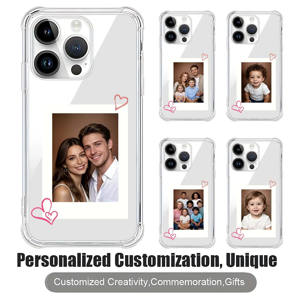 Coque arrière en silicone personnalisée avec photo DIY pour iPhone 17, 16, 15, 14, 13, 12, 11 Pro Max, Mini, SE 2020, XS, 17 Air, E, XR, 7, 8 Plus