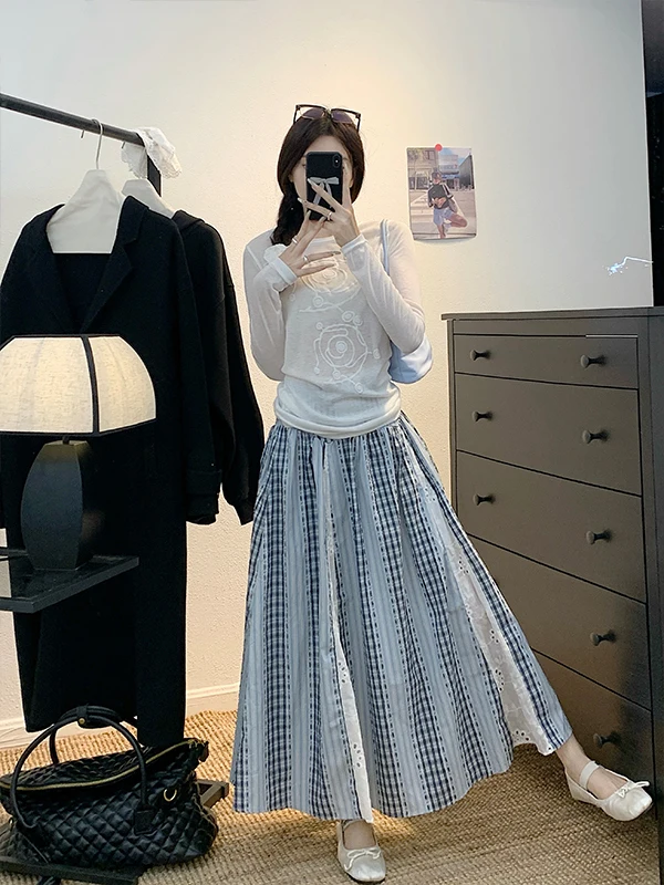 

plus Size Women's Casual Printed Sun Protection T-shirt Skirt Two-Piece Set Spring Fashion plus Size Clothing Set