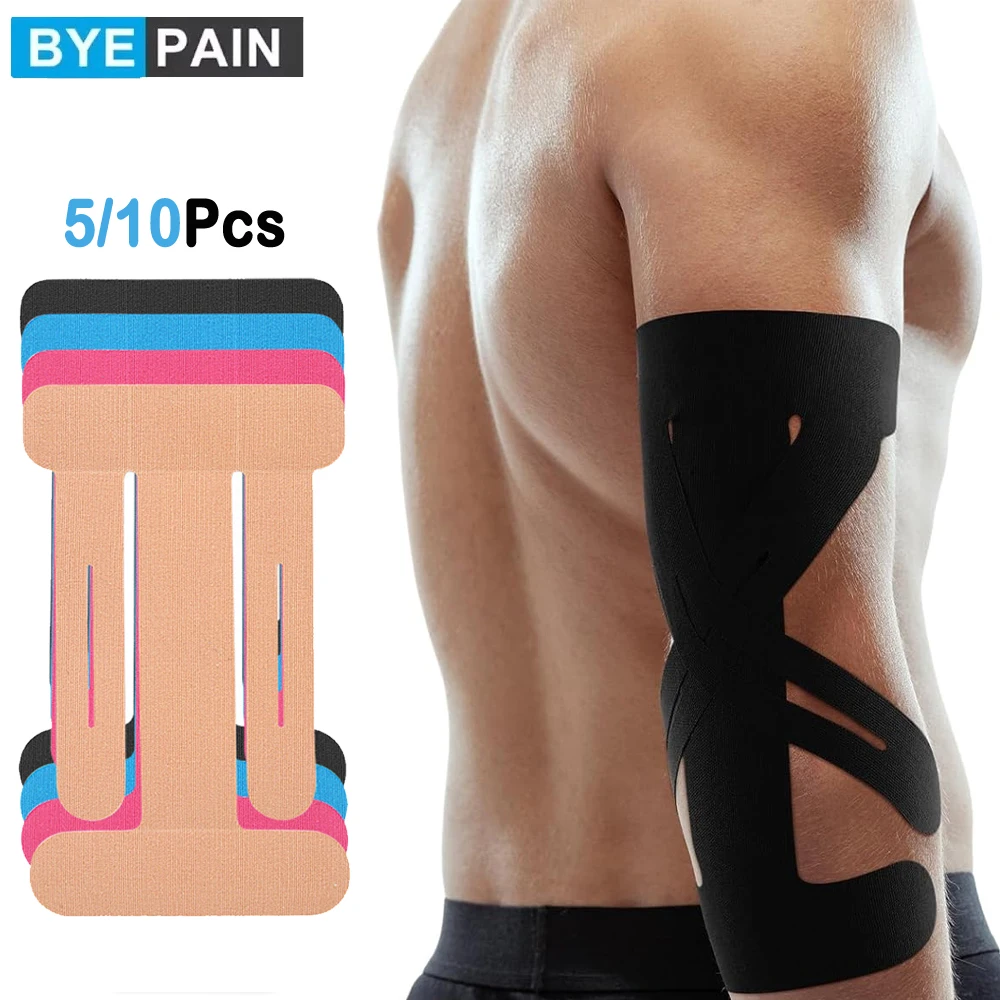 5/10PCS Kinesiology Tape Precut Strips Athletic Tape for Elbow, Breathable Elastic Latex Free Sport Tape for Joints Support