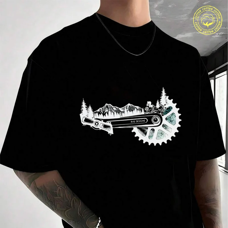 

Vintage Creative Motorcycle Print Men's Cotton T-Shirt Moto New Casual O-neck Short Sleeve Summer Streetwear Tees