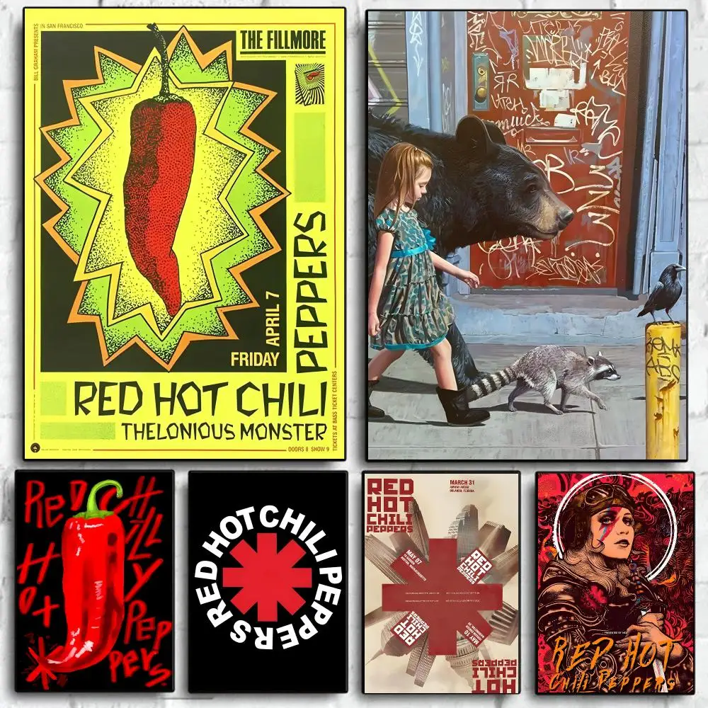 Classic Anime R-Red Hot C-Chili Peppers Poster Self Adhesive Wall Art Decor for Bedroom Living Room Office Home Decor Gift