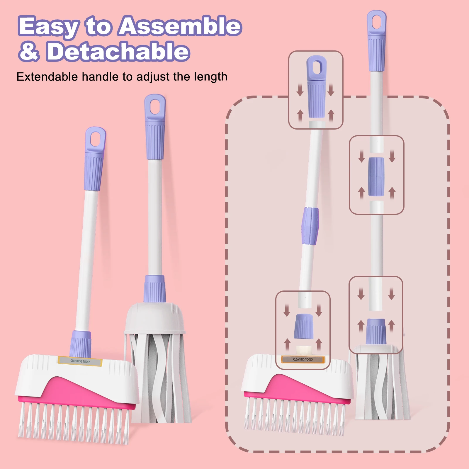 12 stks/set Kids cleaning Set met Handkar Gesimuleerde Leven Schoonmaken Speelgoed Fantasiespel Hygiëne Schoonmaken Speelhuis Speelgoed Jongens & Meisjes