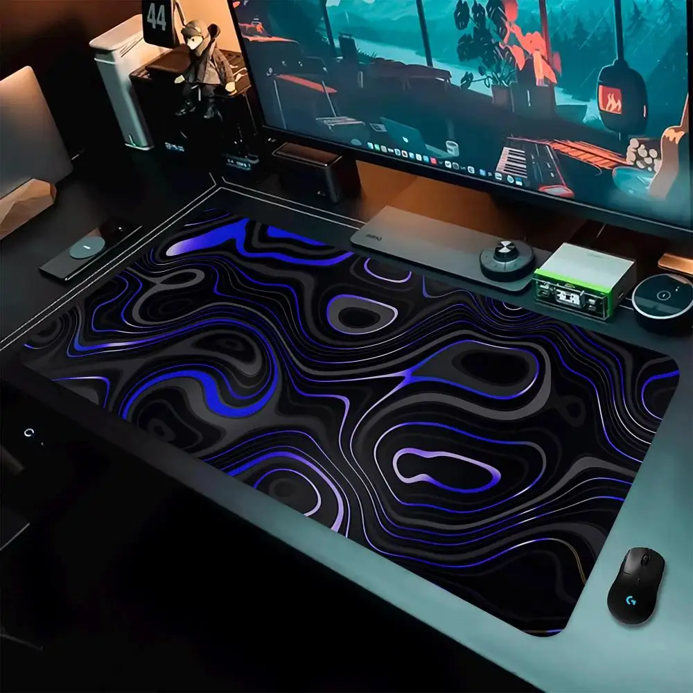 Синий и черный коврик для мыши с рябью, большой игровой коврик для мыши, коврик для компьютерной мыши, настольный коврик, коврик для офисной клавиатуры