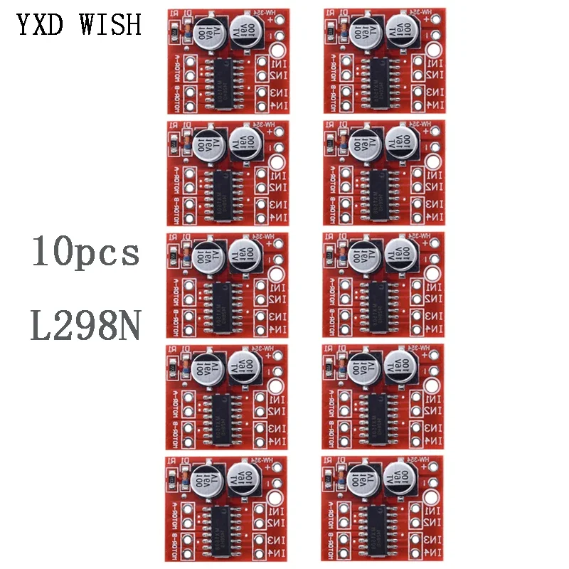 10pcs L298N Mini DC Motor Drive Module Reversing PWM Speed Dual H Bridge Stepper Motor Board L298N